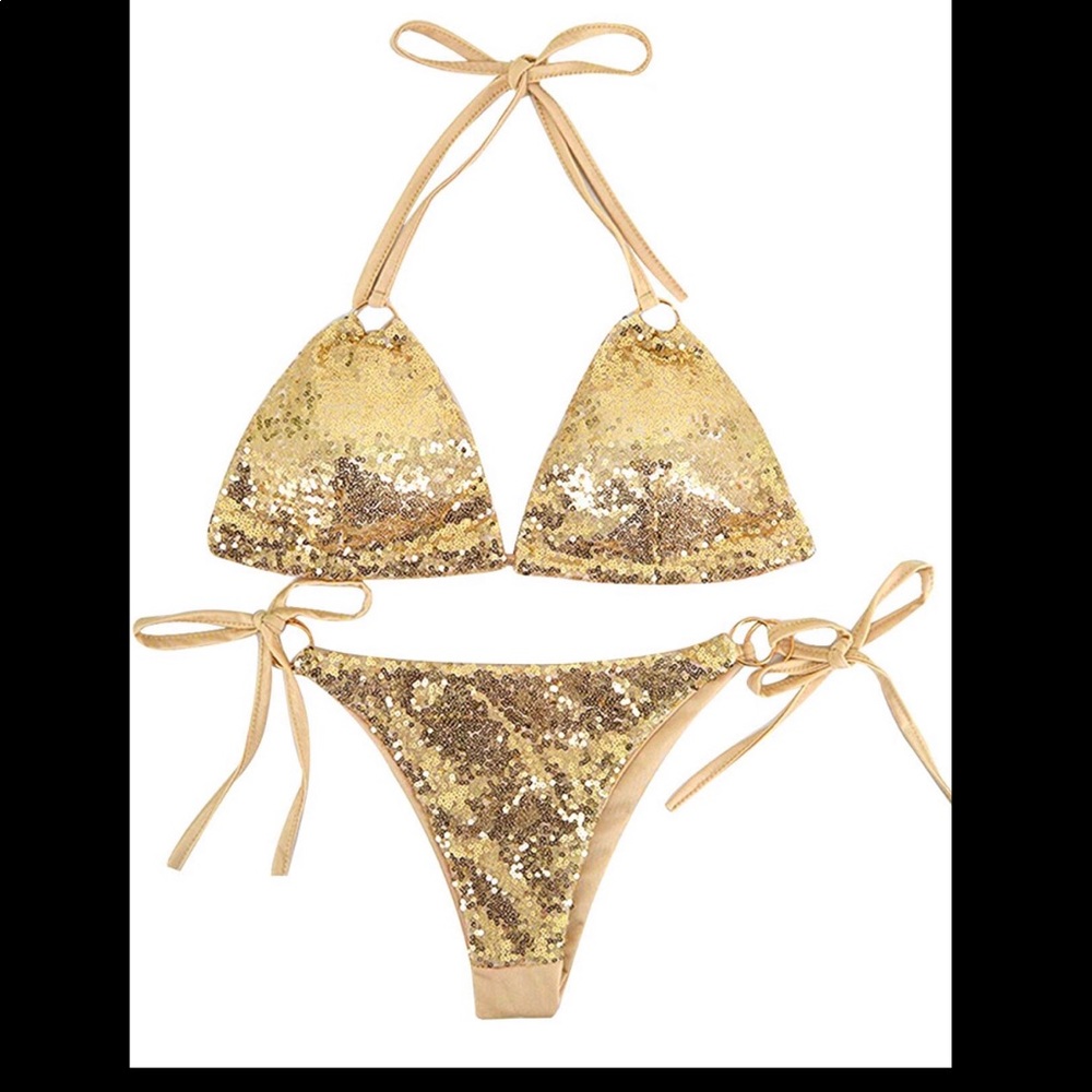 Gold sequin bikini